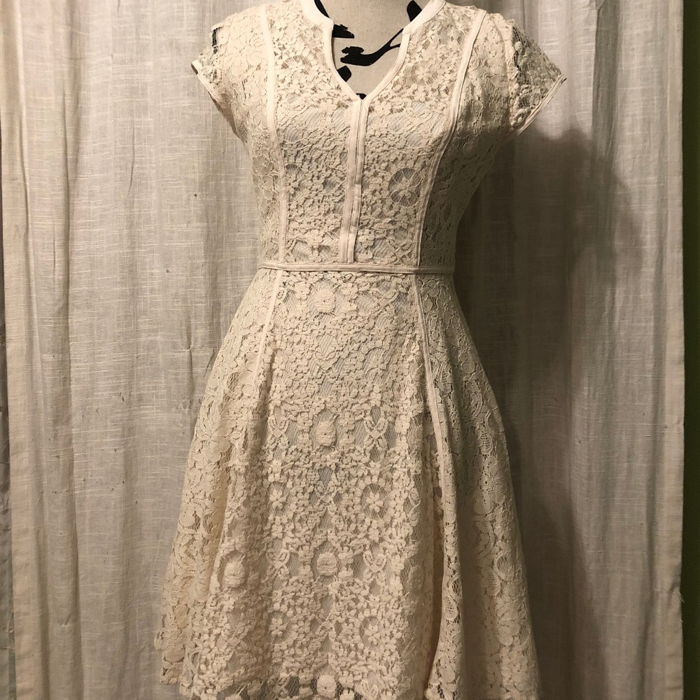 NWOT Lacy Floral Dress in Cream/Ivory